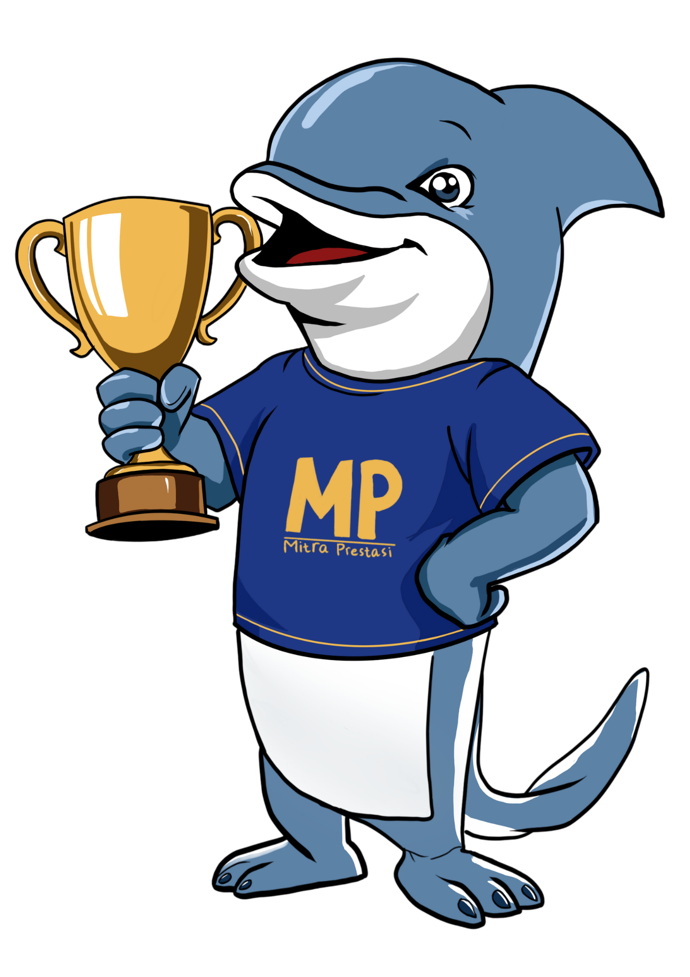 Maskot Mitra Prestasi Memegang Piala